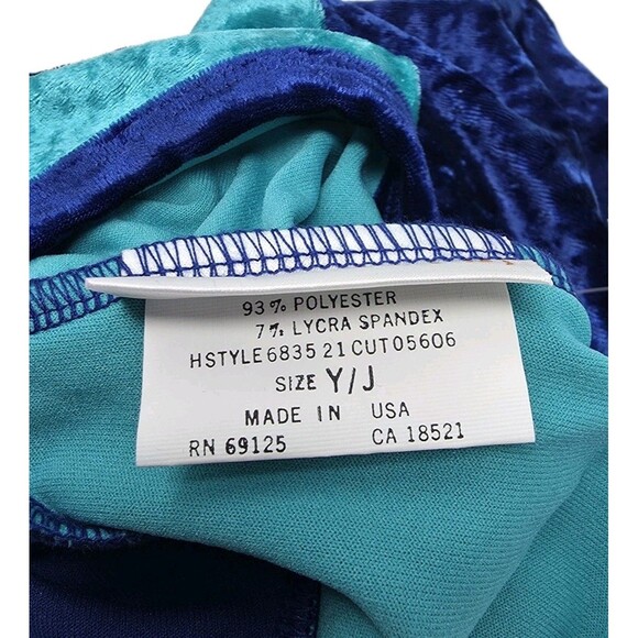 Gilda Marx VTG 90s High Neck Velvet Keyhole Biketard Unitard Dance Blue XS (Y/J) - Picture 15 of 16